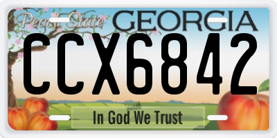 GA license plate CCX6842