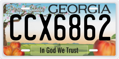 GA license plate CCX6862