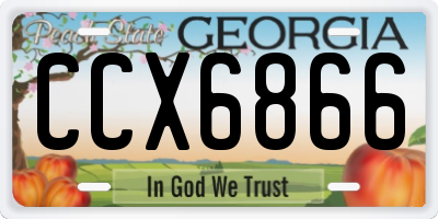 GA license plate CCX6866