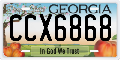GA license plate CCX6868
