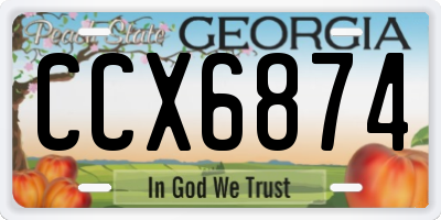 GA license plate CCX6874