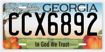 GA license plate CCX6892