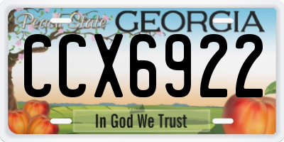 GA license plate CCX6922
