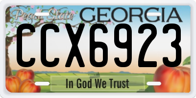 GA license plate CCX6923