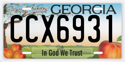 GA license plate CCX6931