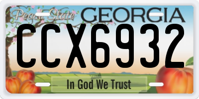 GA license plate CCX6932
