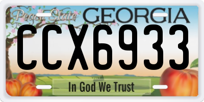 GA license plate CCX6933