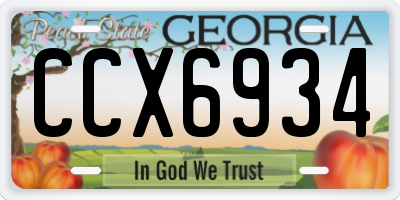 GA license plate CCX6934