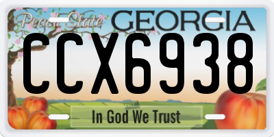 GA license plate CCX6938