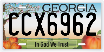 GA license plate CCX6962