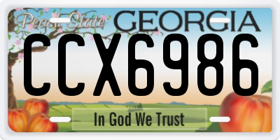 GA license plate CCX6986