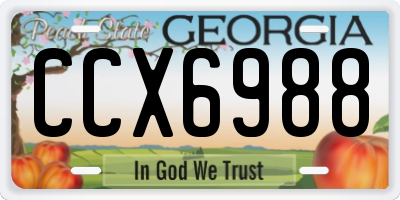 GA license plate CCX6988