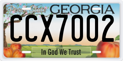 GA license plate CCX7002