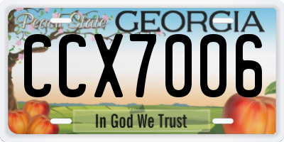 GA license plate CCX7006