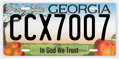 GA license plate CCX7007