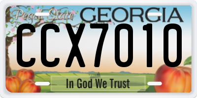 GA license plate CCX7010