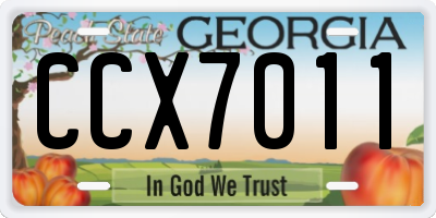 GA license plate CCX7011