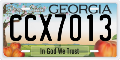 GA license plate CCX7013