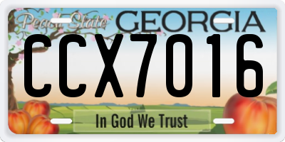 GA license plate CCX7016