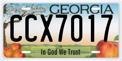 GA license plate CCX7017