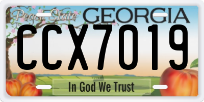 GA license plate CCX7019