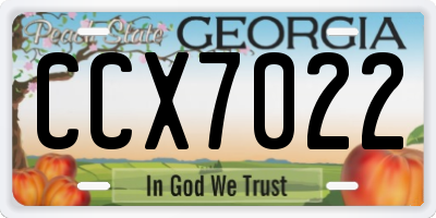 GA license plate CCX7022