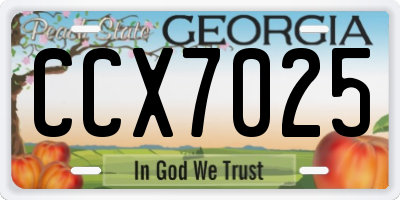 GA license plate CCX7025