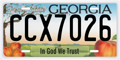 GA license plate CCX7026