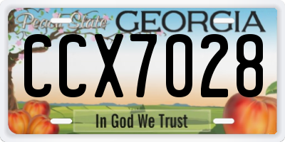GA license plate CCX7028