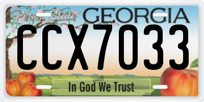 GA license plate CCX7033