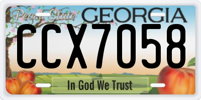 GA license plate CCX7058