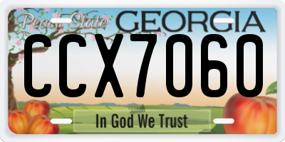 GA license plate CCX7060
