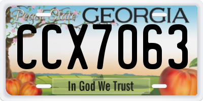GA license plate CCX7063
