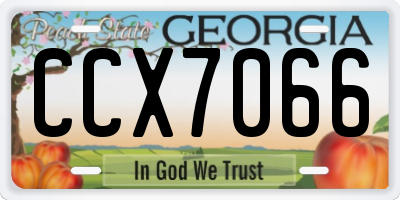 GA license plate CCX7066