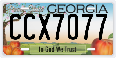 GA license plate CCX7077