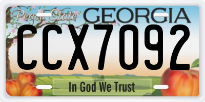 GA license plate CCX7092