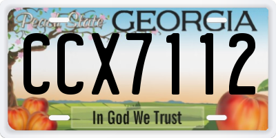 GA license plate CCX7112