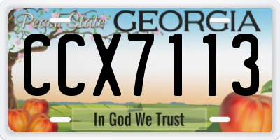 GA license plate CCX7113