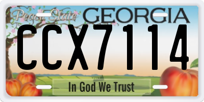 GA license plate CCX7114