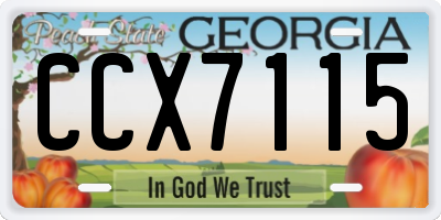 GA license plate CCX7115