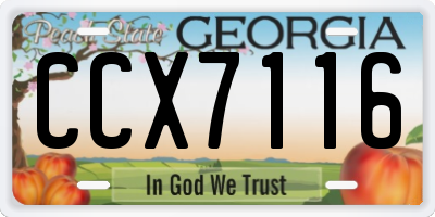 GA license plate CCX7116