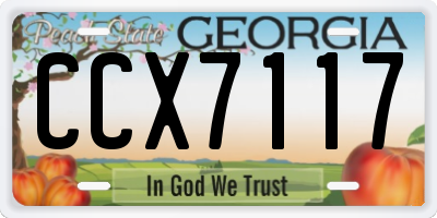 GA license plate CCX7117