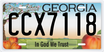 GA license plate CCX7118