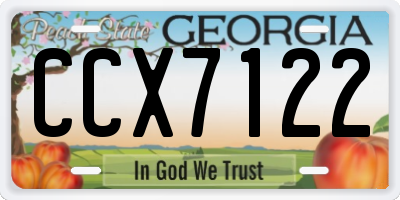 GA license plate CCX7122