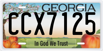 GA license plate CCX7125