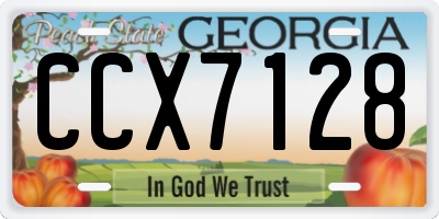 GA license plate CCX7128