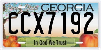 GA license plate CCX7192