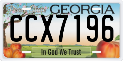 GA license plate CCX7196
