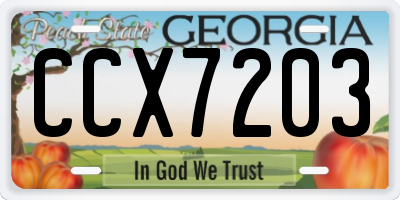 GA license plate CCX7203