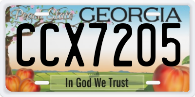 GA license plate CCX7205